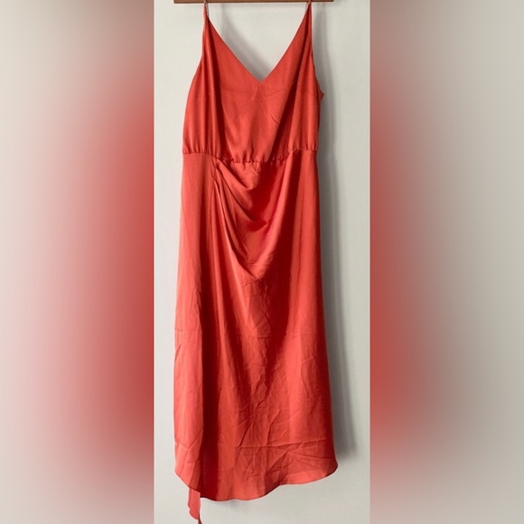 Ted Baker Burnt Orange Pin-Dot Rebba Midi Scarf Dress w Logo Chain Straps - Picture 2 of 11